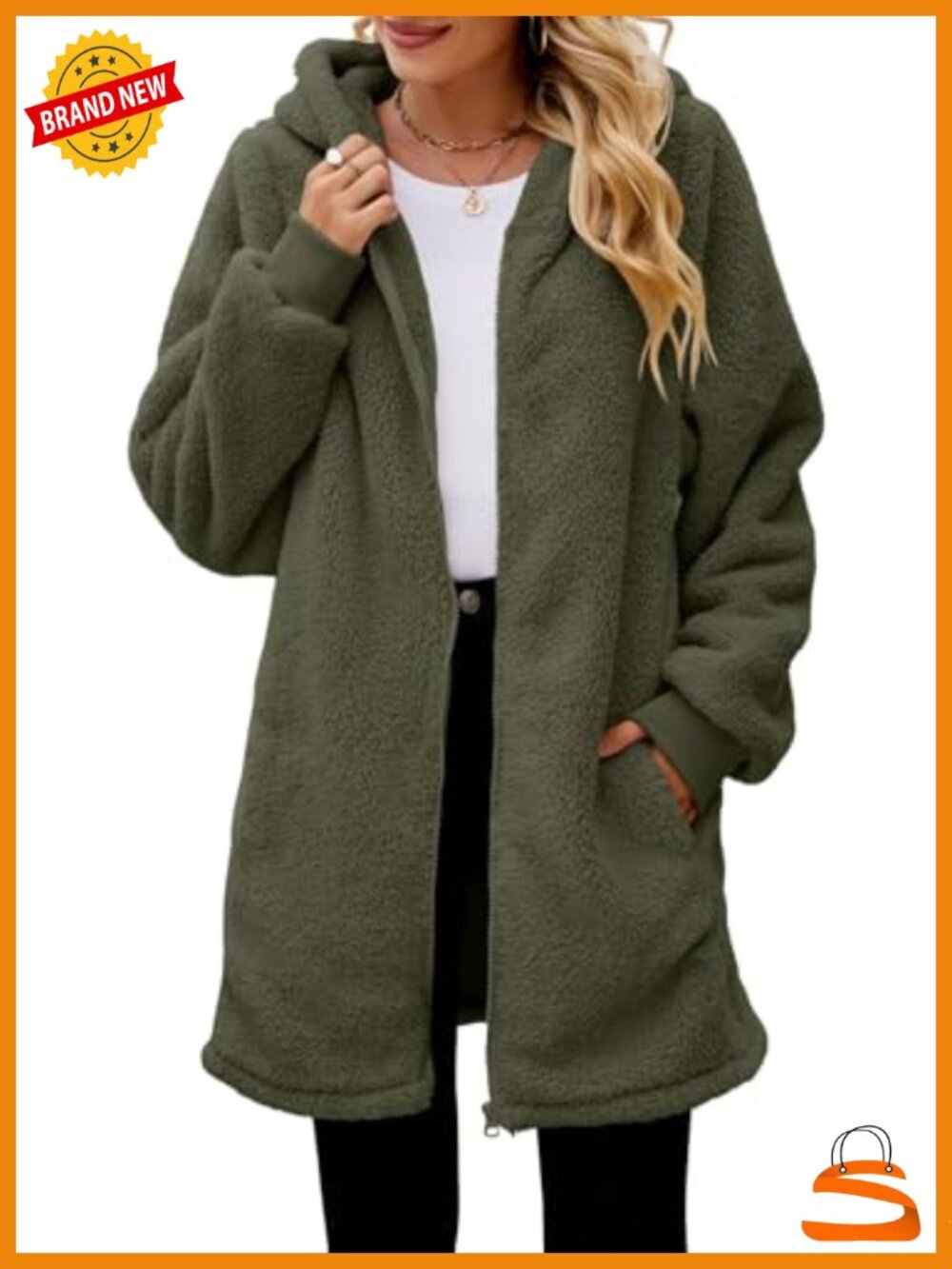 Oversized Sherpa Hoodie Fleece Zip Up Jacket Warm Winter Coat